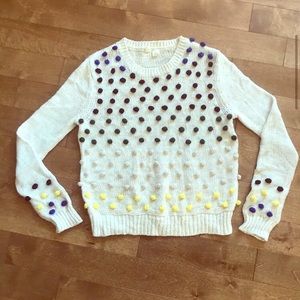 Anthropologie Moth Candy Dot Pom Pom Sweater